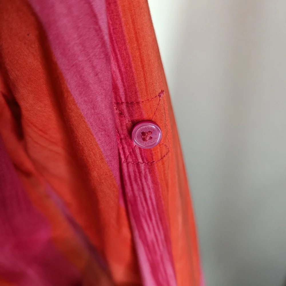 Jones New York Tailored Orange and Pink Striped Shirt with Button Pockets M - Picture 5 of 11